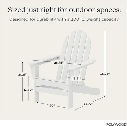 POLYWOOD AD4030WH Classic Outdoor Adirondack Chair, White