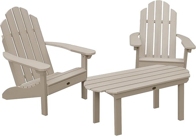 highwood Classic Westport Adirondack 3pc, 2 Chairs with One Coffee Table, 3 Piece Set, Woodland Brown
