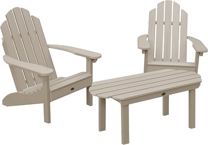 highwood Classic Westport Adirondack 3pc, 2 Chairs with One Coffee Table, 3 Piece Set, Woodland Brown
