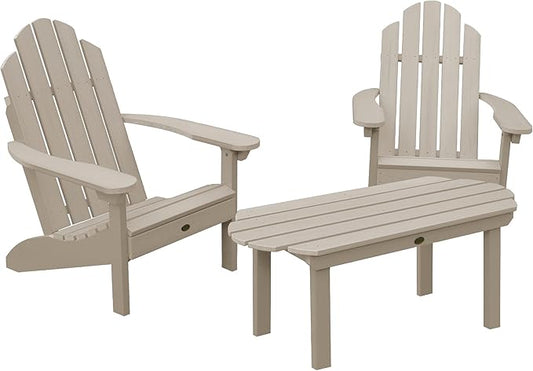 highwood Classic Westport Adirondack 3pc, 2 Chairs with One Coffee Table, 3 Piece Set, Woodland Brown