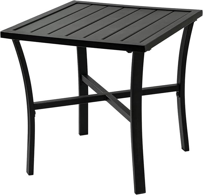 Outdoor Steel Side Table End Table for Patio, Backyard, Pool, Indoor Companion, Easy Maintenance and Weather Resistant - Photo 1