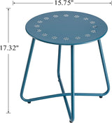 danpinera Outdoor Side Tables with Flower Cut Outs, Weather Resistant Steel Patio Side Table - Photo 3