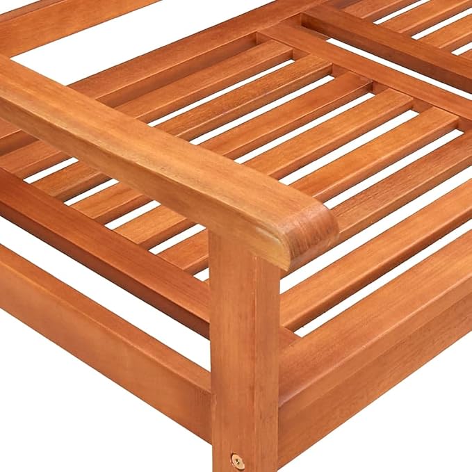 【Lightning Delivery】 Wooden Garden Bench, Outdoor Terrace Double Sofa Terrace, Lawn 3-Seater Patio Bench with Cushion 59.1" Solid Eucalyptus Wood