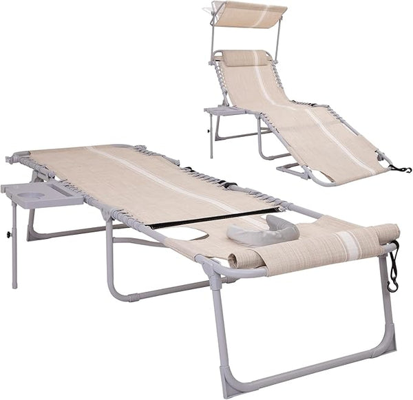 #WEJOY 4 in 1 Tanning Chair with Face Hole & Canopy & Side Table - Photo 1