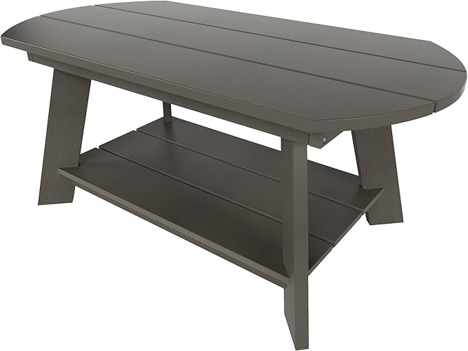 WestinTrends Tuscany Outdoor Coffee Table, All Weather HIPS 2 Tier Patio Adirondack Coffee Table, Charcoal Gray