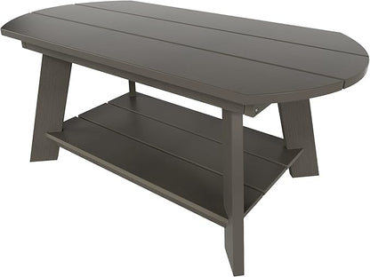 WestinTrends Tuscany Outdoor Coffee Table, All Weather HIPS 2 Tier Patio Adirondack Coffee Table, Charcoal Gray