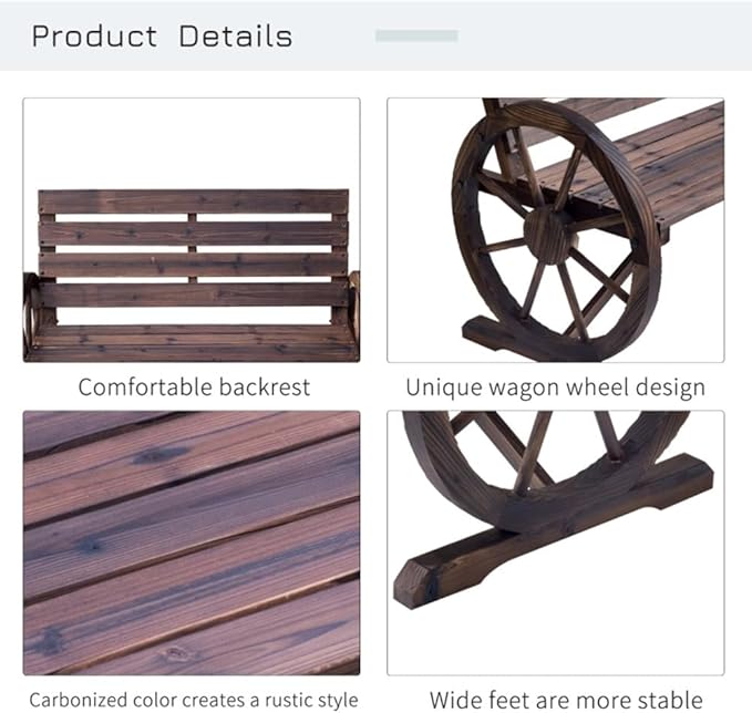 Yard Benches, Outdoor Garden Bench,Fir Wood Patio Park Bench, Patio Loveseat for Porch Garden Lawn Patio Seating Benches 41.5" L x 23.25" W x 29.5" H