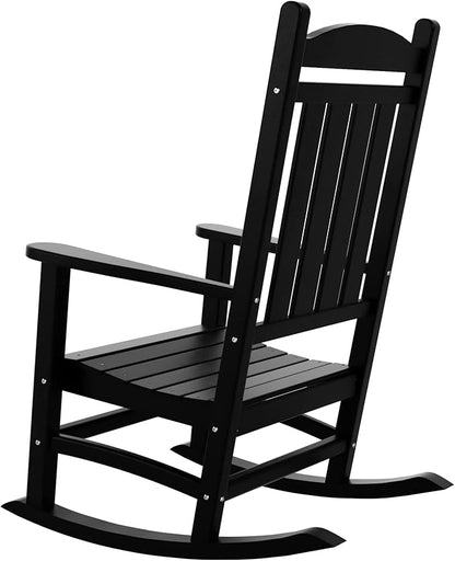 WestinTrends Malibu Malibu Outdoor Patio Poly Classic Porch Rocking Chair (Set of 4), Black