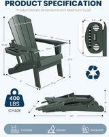 FOOWIN Folding Adirondack Chair Set of 8, HDPE Adirondack Chairs with Cup Holder - Photo 2