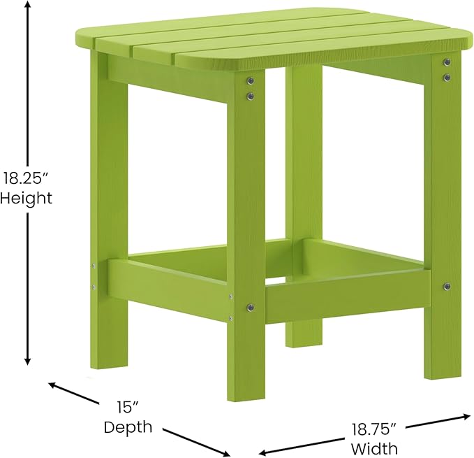 Flash Furniture Charlestown Tiered Commercial Poly Resin Adirondack Side Table - Lime Green - All-Weather - Indoor/Outdoor