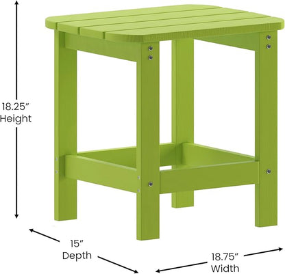 Flash Furniture Charlestown Tiered Commercial Poly Resin Adirondack Side Table - Lime Green - All-Weather - Indoor/Outdoor