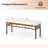Tangkula Outdoor Wicker Bench with Removable Padded Cushion, 48" Patio Backless Acacia Wood Bench - Photo 3