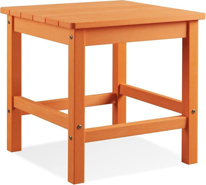 Psilvam Oversized Outdoor Side Table, 19.68" Poly Lumber Adirondack Side Table, Weather Resistant Patio Side Table for Poolside, Garden and Front Porch (Orange)