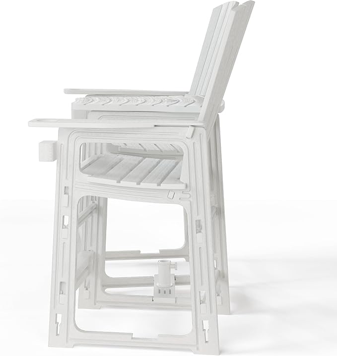 WestinTrends Azura Outdoor Tall Adirondack Chairs with Connecting Table Tray (Set of 2), White