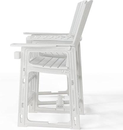WestinTrends Azura Outdoor Tall Adirondack Chairs with Connecting Table Tray (Set of 2), White