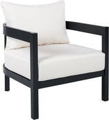 Merax 27.6" Outdoor Curved Patio Accent Chair with All-Weather Coushions, Aluminum Frame Single Lounge for Chair Porch - Photo 3