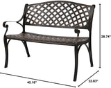 Outvita 2-Person Aluminium Outdoor Bench, Waterproof Patio Loveseat, Mesh Back with Arched Legs, Antique Bronze Finish - Photo 3