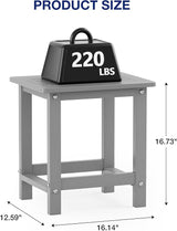 YEFU Outdoor Side Table for Patio: 16" HIPS Weather - Resistant Adirondack Tables Set of 2 - Small Square End Tables - Photo 3