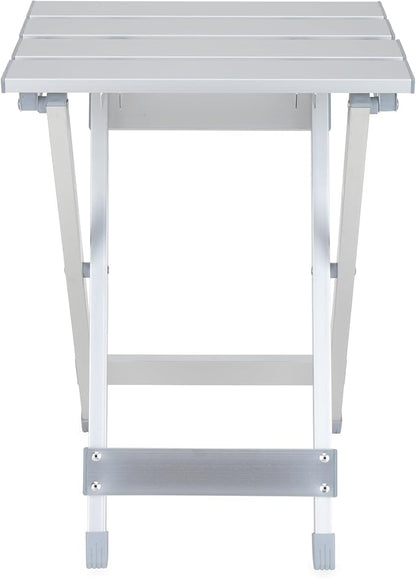Camco Aluminum Small Outdoor Side Table - Folding Camping Table Supports Up to 130lb - Features Durable Aluminum Construction - Collapses for Easy RV Storage - (51890)