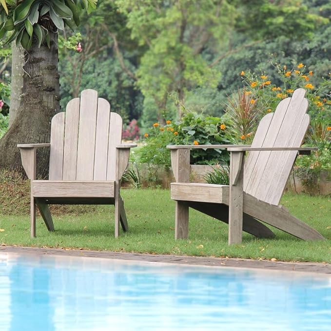 Cambridge Casual Arie Outdoor Teak Wood Adirondack Chair,/Weathered Gray - Photo 4