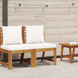 Outdoor Sectional Middle Sofa with 4 Cream Cushions, Solid Acacia Wood Frame and Polyester Fabric - Photo 2