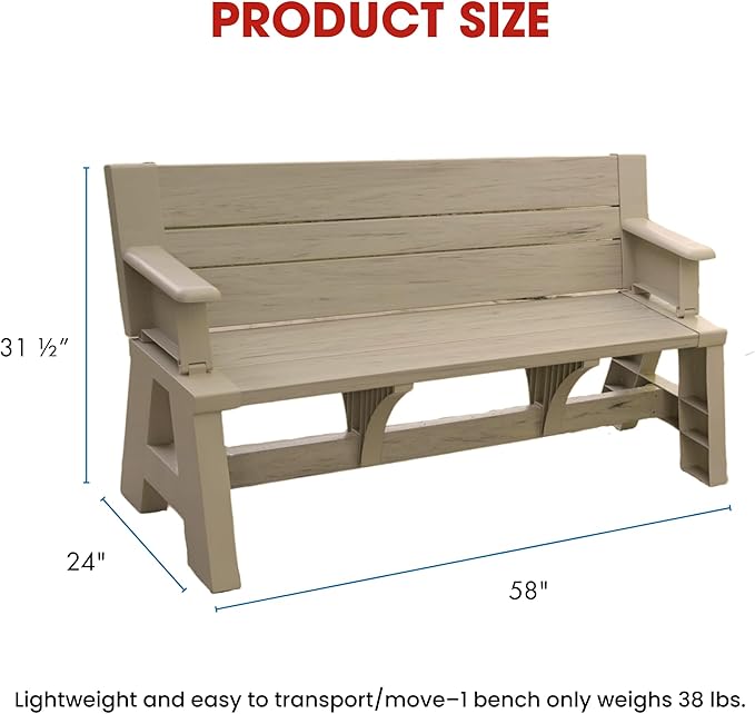 Convert-a-Bench Gen 1 2-in-1 Outdoor Convertible Bench to Picnic Table - Photo 3