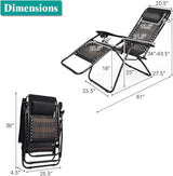 Tangkula Patio Rattan Zero Gravity Lounge Chair, Outdoor Folding Lounge Chair w/Removable Head Pillow - Photo 3