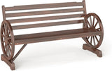 FIZZEEY Outdoor Bench - 52" Long Outside Garden Bench with Slatted Backrest & Wagon Wheel Armrests - Photo 1