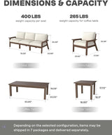 HDPE Patio Furniture Set 8 Seats, Outdoor Couch with Washable Thick Beige Cushions & Side Table - Photo 2