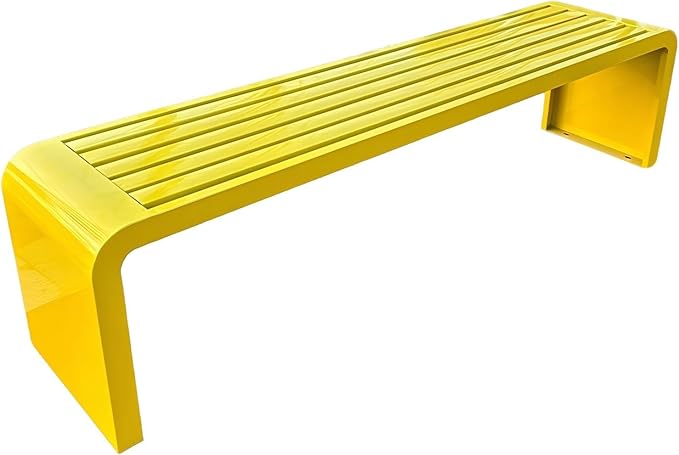 Garden Bench Backless, Patio Benches for Outdoors 100/120/150/180 Cm Outside Bench Seat Iron Steel Frame, Weatherproof Park Benches for Entryway Lawn Yard Balcony Decor(Yellow,180 cm/70.87 in)