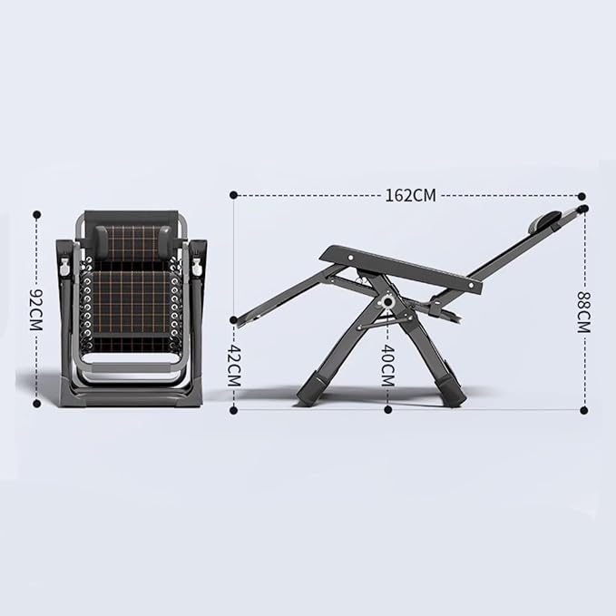 Outdoor Padded Lounge Chair Folding Outdoor Patio Recliner, Anti Gravity Lounger for Backyard w/Headrest, Cup Holder - Photo 3