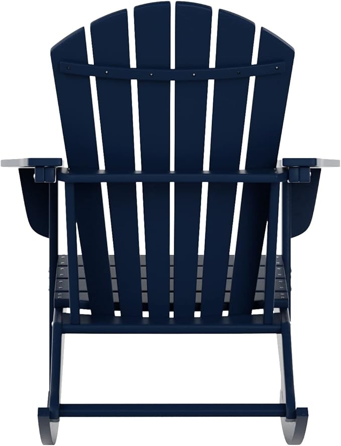 WestinTrends Dylan Outdoor Patio Poly Plastic Adirondack Rocking Chair, Navy Blue