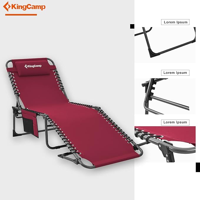 KingCamp Folding Outdoor Chaise Lounge - Photo 5
