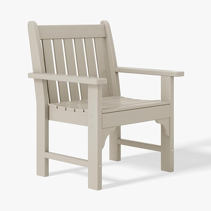 WestinTrends Malibu Outdoor Patio HDPE Adirondack Dining Arm Chair, Sand