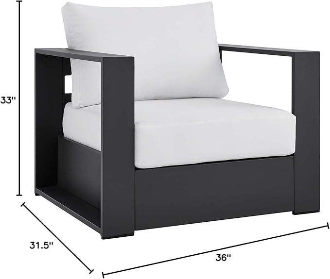 Modway Tahoe Aluminum Outdoor Patio Armchair in Gray White - Photo 9
