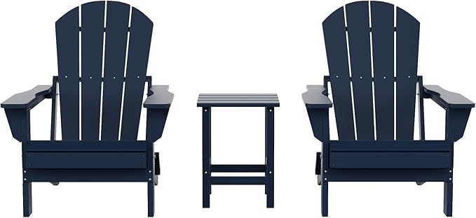 Costaelm 3 piece Patio Set, Outdoor Modern Adirondack Table and Chairs - Photo 1