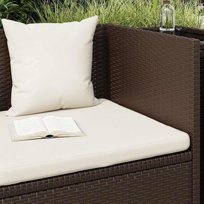 Brown PE Rattan Foldable Cushioned Sun Lounger with 4 Pillows and 7-Level Adjustable Backrest for Patio Garden Poolside Relaxation