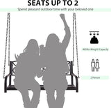 Giantex Metal Porch Swings 2 Person Outdoor Hanging Garden Bench with Sturdy Chains, Wide Seat & Curved Armrests - Photo 9