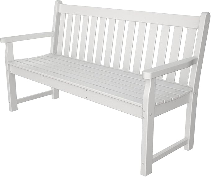 POLYWOOD Traditional Garden Bench, White, 60 Inch - Heavy Duty HDPE Outdoor Bench for Patio, Porch, Backyard - Classic Park Bench Style Seating for 3 People