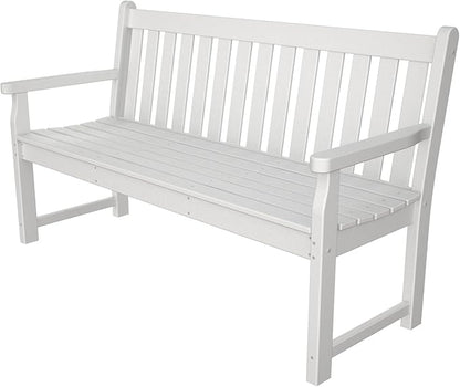 POLYWOOD Traditional Garden Bench, White, 60 Inch - Heavy Duty HDPE Outdoor Bench for Patio, Porch, Backyard - Classic Park Bench Style Seating for 3 People