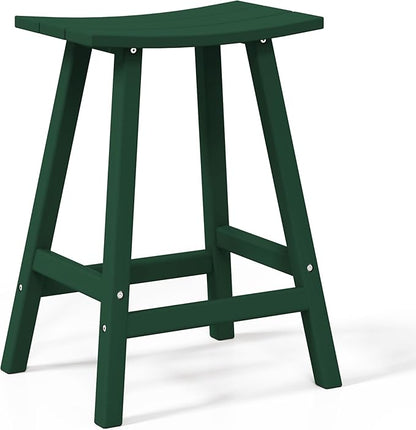 WestinTrends Malibu 24 Inch Outdoor Bar Stools, All Weather Resistant Poly Lumber Adirondack Counter Height Stools, Dark Green