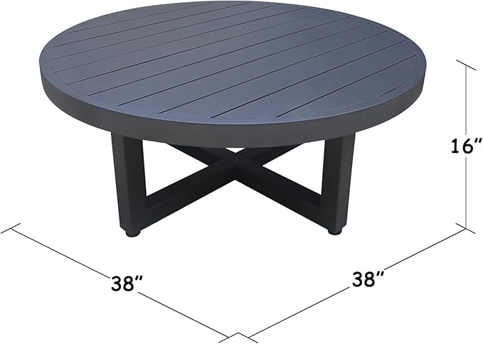 IC INTERNATIONAL CONCEPTS Outdoor Aluminum Patio Coffee Table - Charcoal