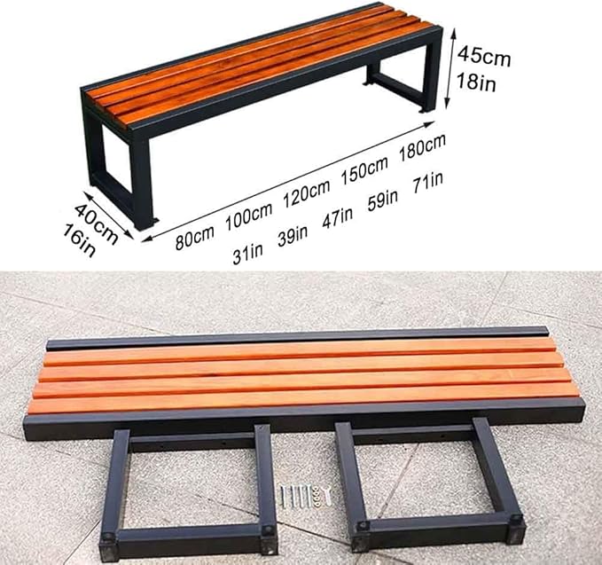 Porch Benches Outdoor Patio Seating Weatherproof Garden Bench 31" Metal Frame Park Bench for Yard Patio Entryway Outside(Black,Length 47")