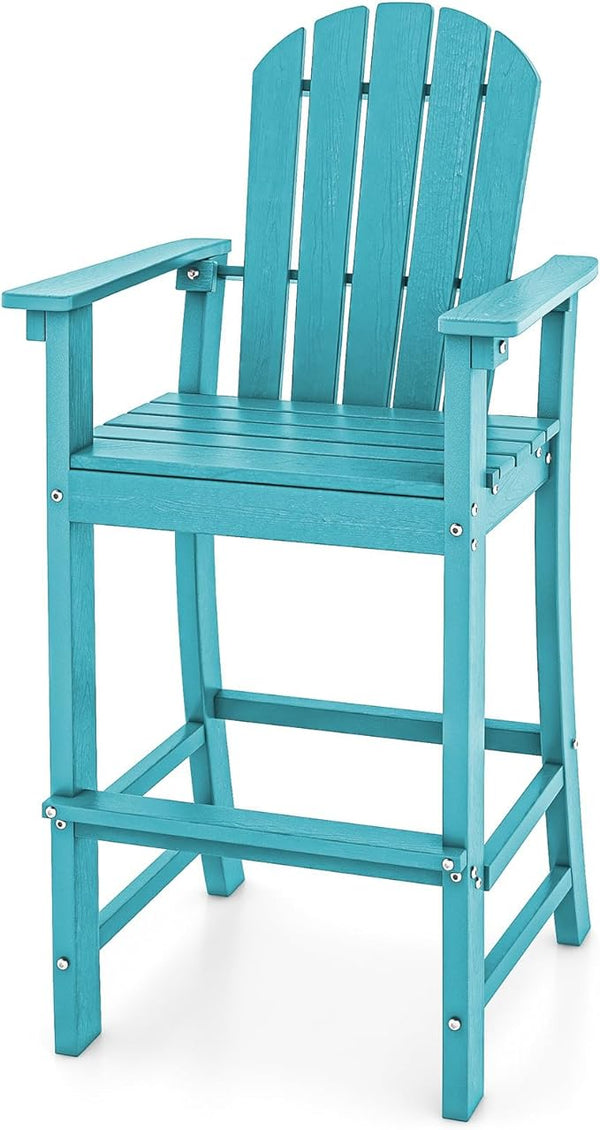 ORALNER Tall Adirondack Chairs, Outdoor High Back Balcony Chair, Weather Resistant HDPE Resin Plastic Bar Height Stools - Photo 1