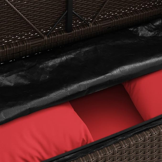 Garden Bench Deck Bench Patio Bench with Cushions Brown Poly Rattan - Photo 9