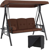 AECOJOY Outdoor Porch Swing with Cover, 3-Seat Patio Swings with Adjustable Canopy - Photo 1