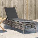 Adjustable Sun Lounger with Removable Cushion Covers, Grey PE Rattan Outdoor Chaise Lounge 77.9 x 21.7 x 37.8 in - Photo 1