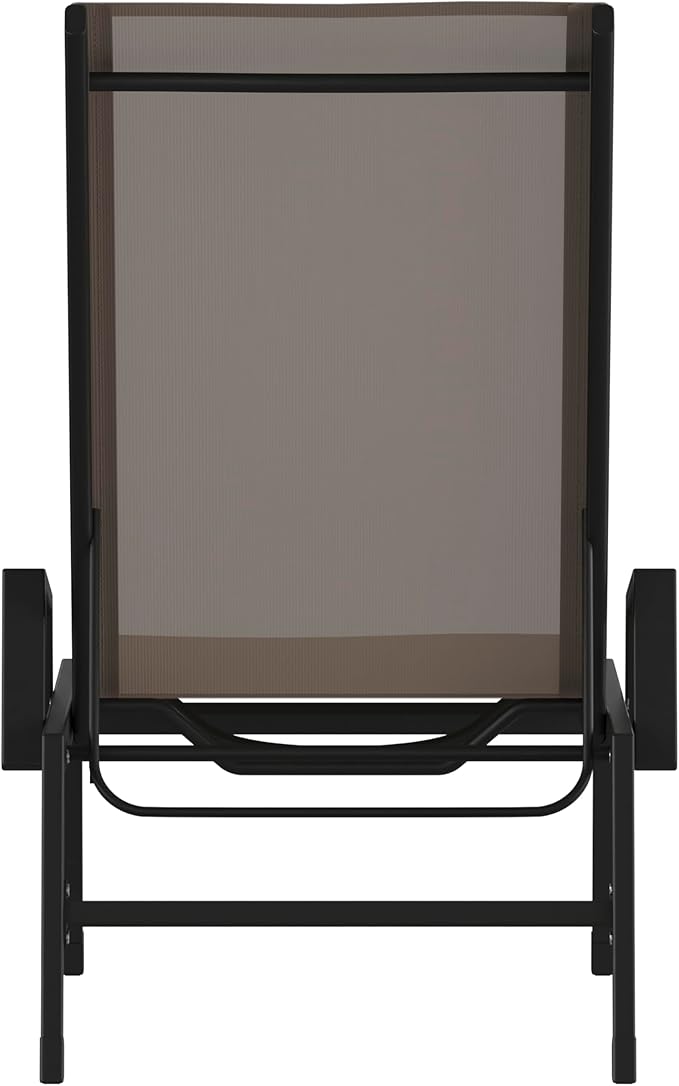 Flash Furniture Brazos Adjustable Chaise Lounge Chair with Arms, All-Weather Outdoor Five-Position Recliner, Black/Brown - Photo 8