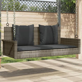 Grey Swing Bench with Cushions, PE Rattan and Powder-Coated Steel Frame - Photo 1