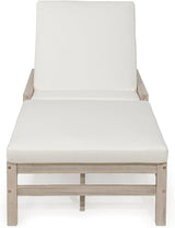 5-Position Adjustable Outdoor Chaise Lounge, Solid Wood Patio Recliner Chair with Thick Cushions for Pool - Photo 8